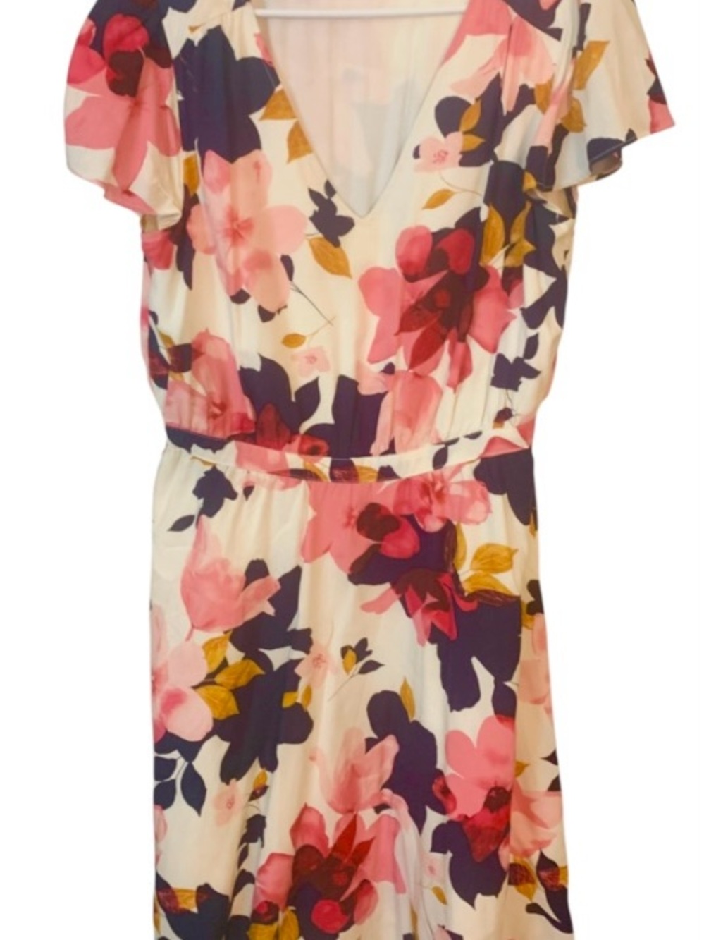 Old Navy Cream Dress with Pink and Purple Floral Print